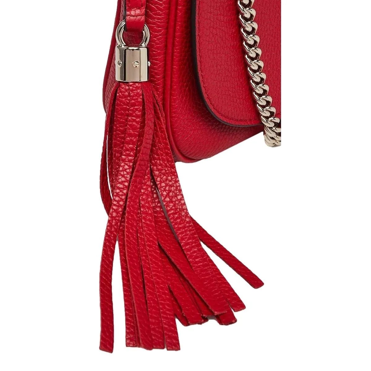 Gucci Soho Disco Red Leather GG Tassel Chain Crossbody Bag - Handbags - Clayton's Online Store