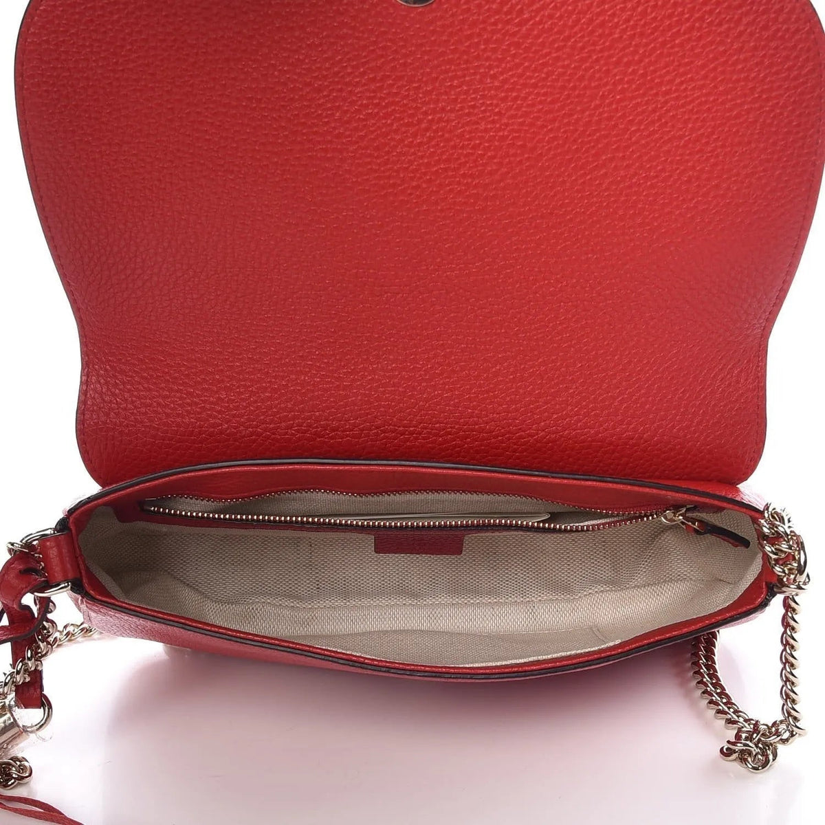 Gucci Soho Disco Red Leather GG Tassel Chain Crossbody Bag - Handbags - Clayton's Online Store