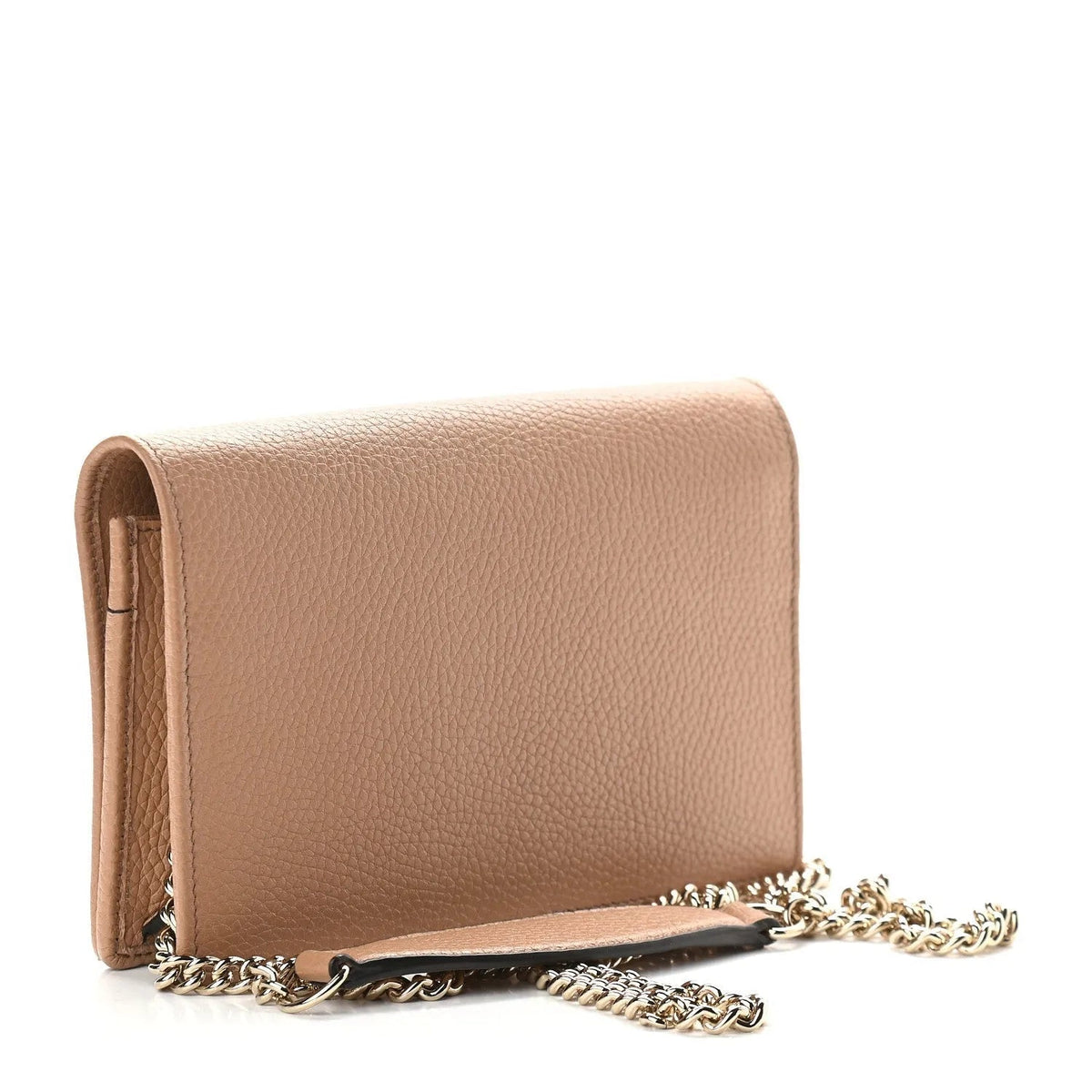 Gucci Soho Wallet on Chain Camelia Beige Leather Crossbody Clutch Bag - Handbags - Clayton's Online Store