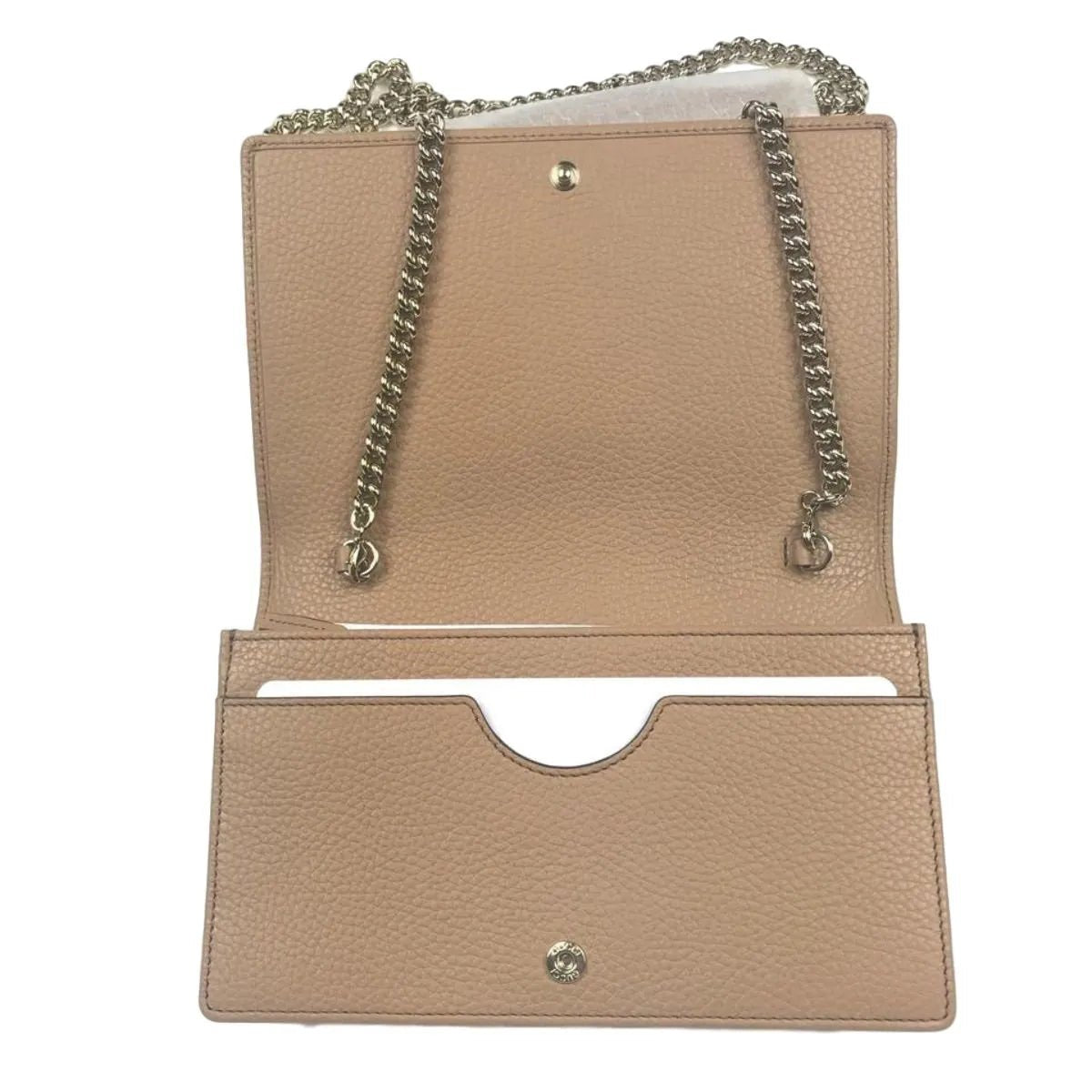 Gucci Soho Wallet on Chain Camelia Beige Leather Crossbody Clutch Bag - Handbags - Clayton's Online Store