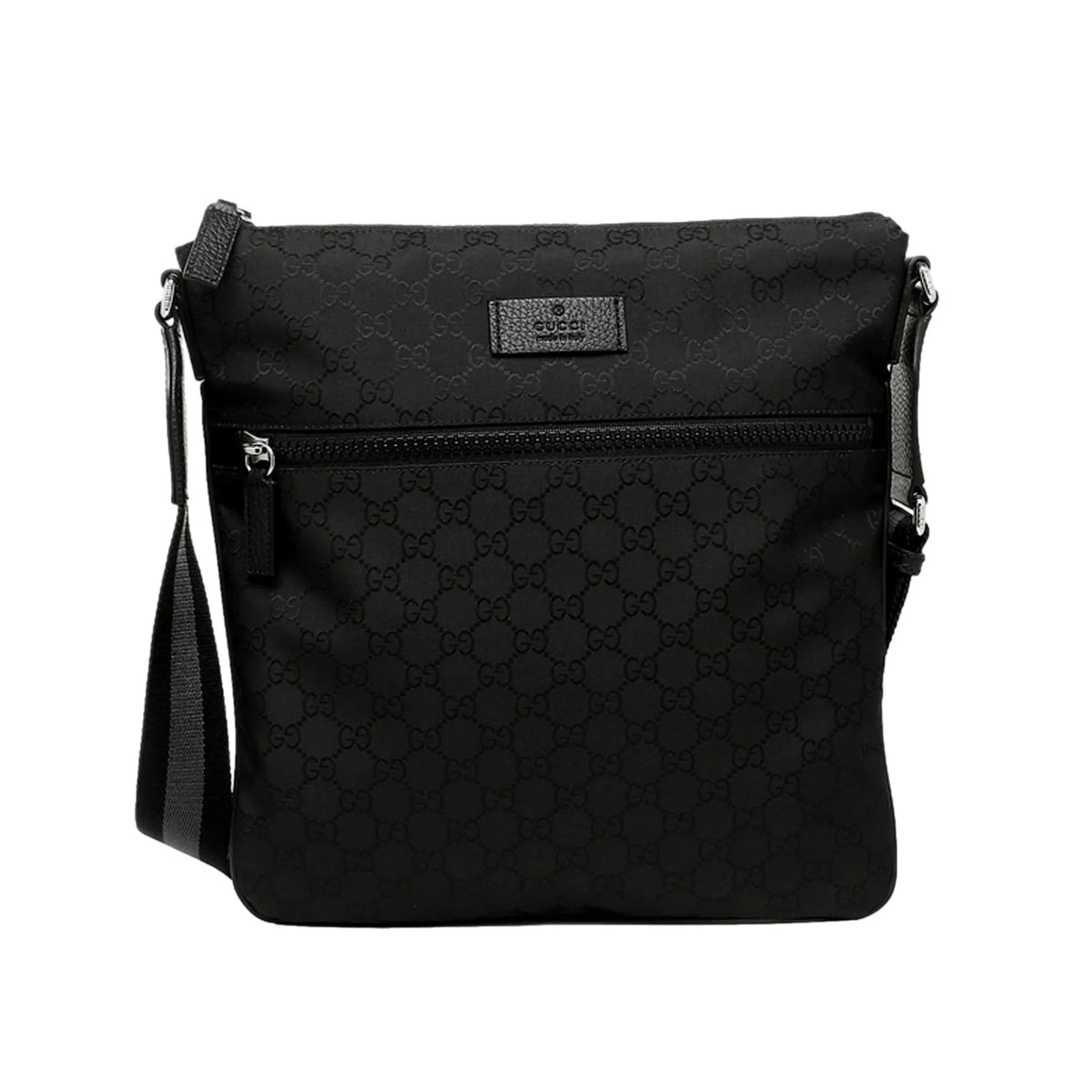 Gucci Unisex GG Guccissima Web Black Canvas Messenger Bag Crossbody - Handbags - Clayton's Online Store