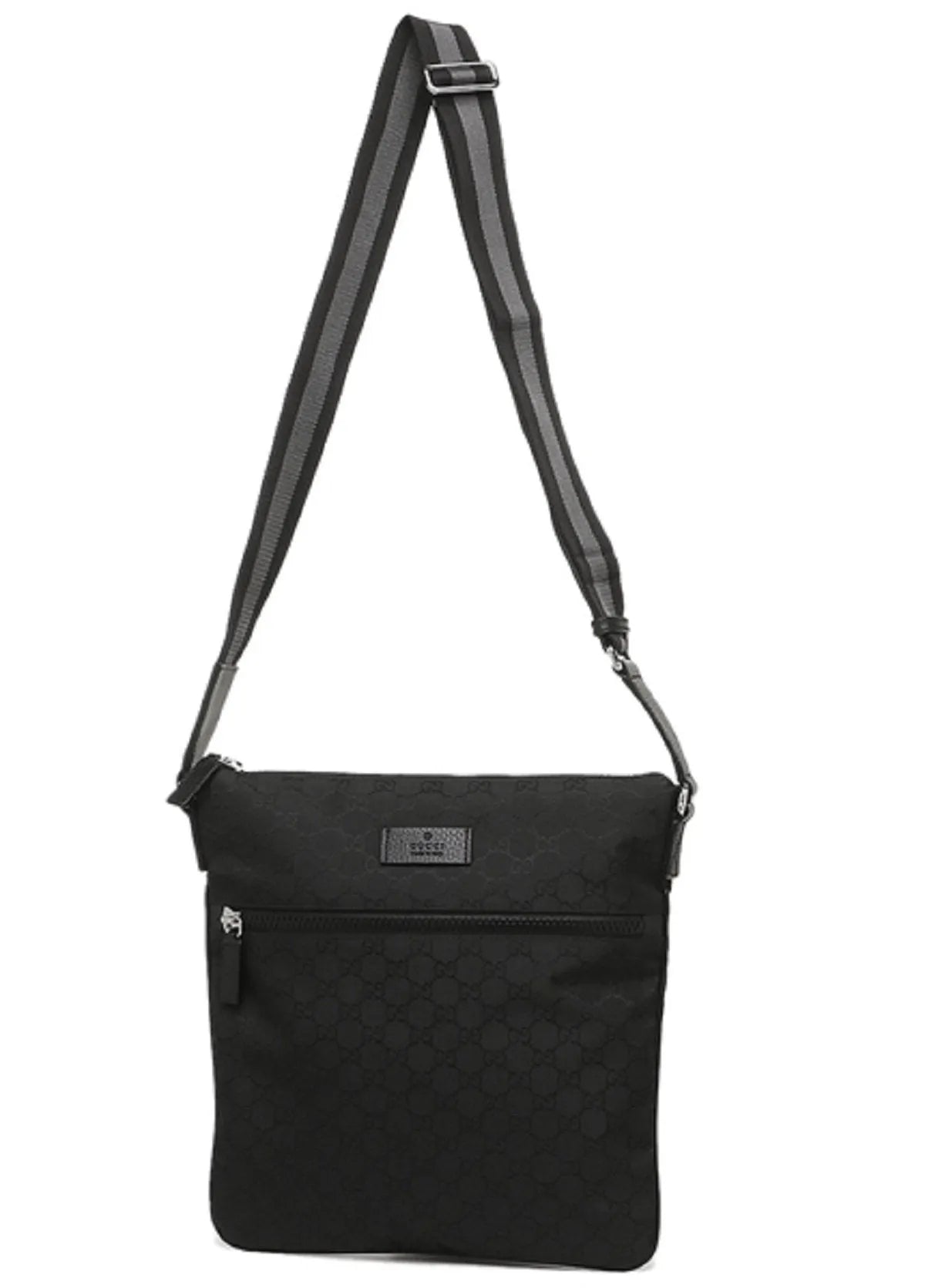 Gucci Unisex GG Guccissima Web Black Canvas Messenger Bag Crossbody - Handbags - Clayton's Online Store