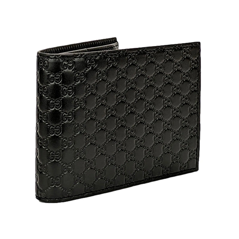 Gucci Men's Microguccissima GG Black Leather Trifold ID Wallet