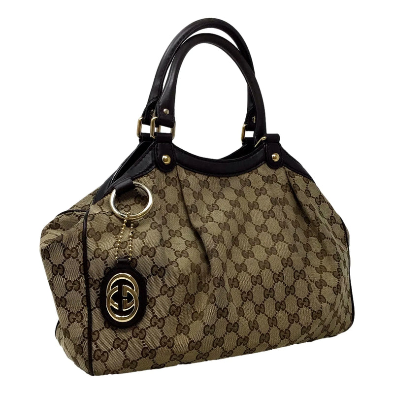 Gucci Monogram Medium Sukey Tote Beige Dark Brown