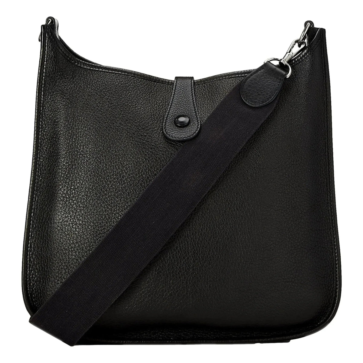 Hermes Evelyne PM Shoulder Bag Taurillon Clemence Calfskin SHW Noir Black - Handbags - Clayton's Online Store