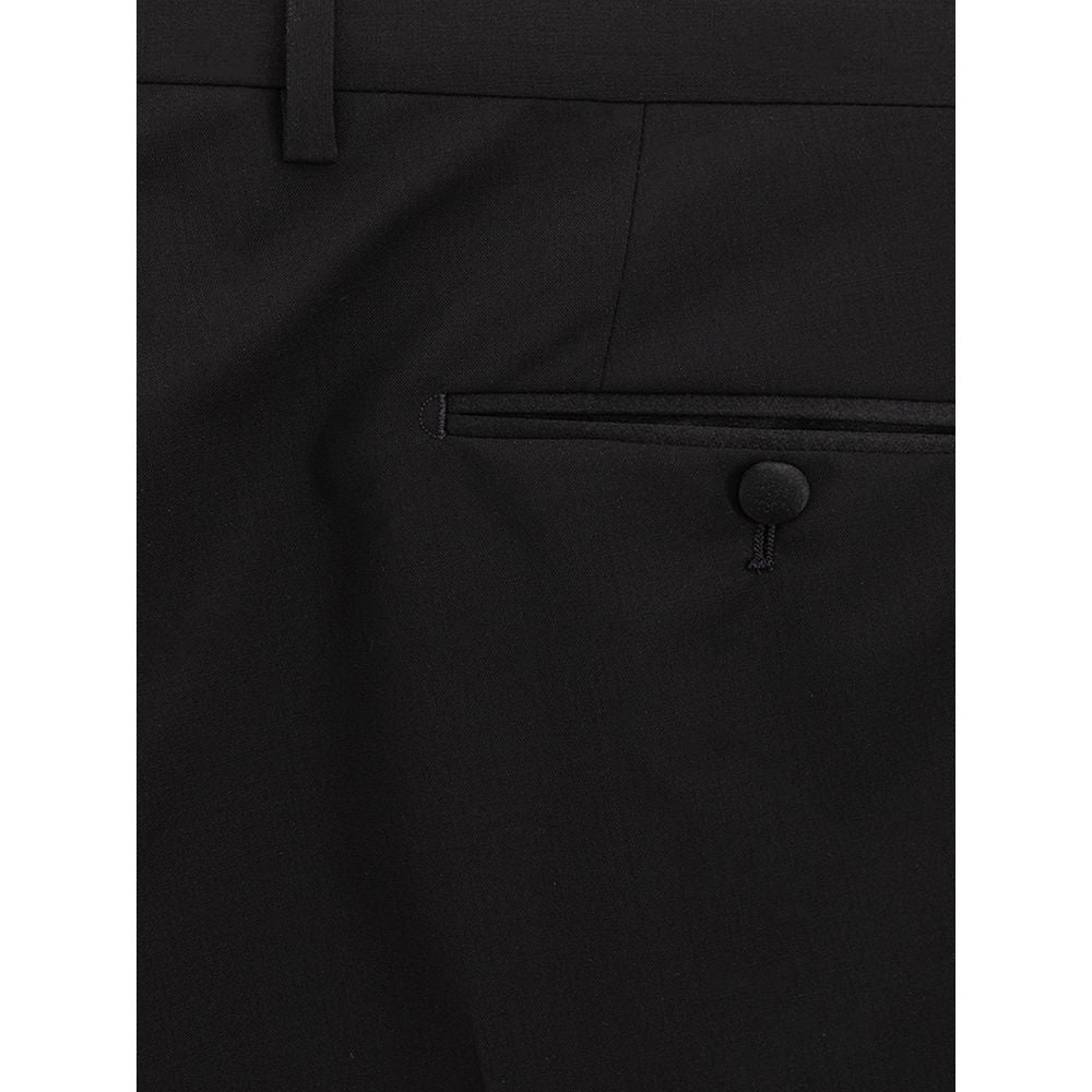 Dolce & Gabbana Sleek Black Wool Trousers for Men