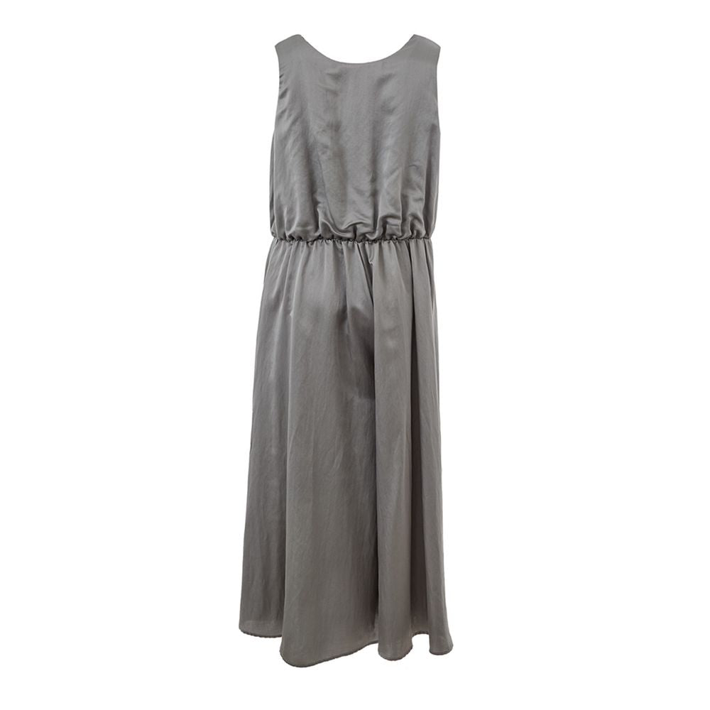 Lardini Elegant Silk Gray Dress - Timeless Elegance