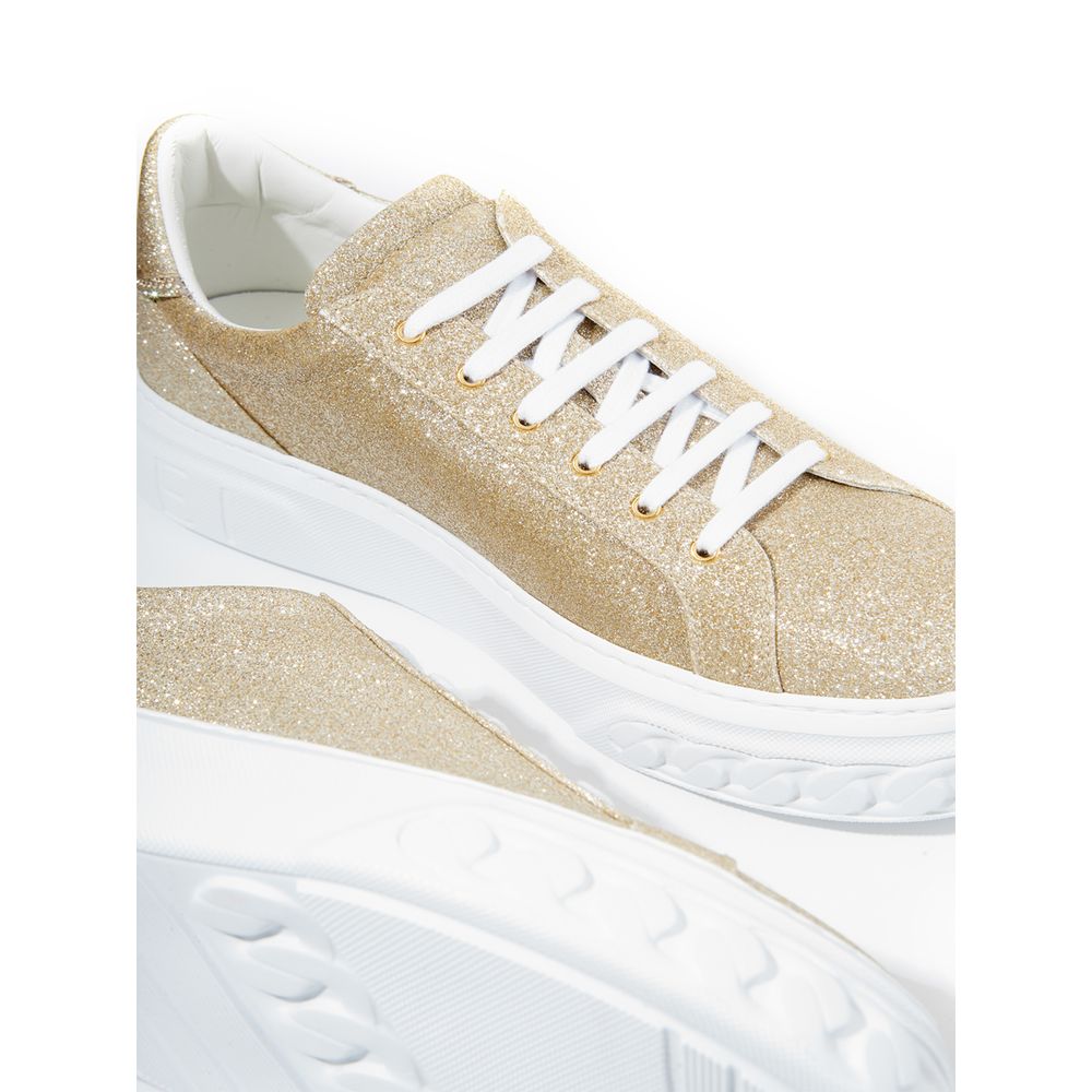 Casadei Elegant Gold Leather Sneakers