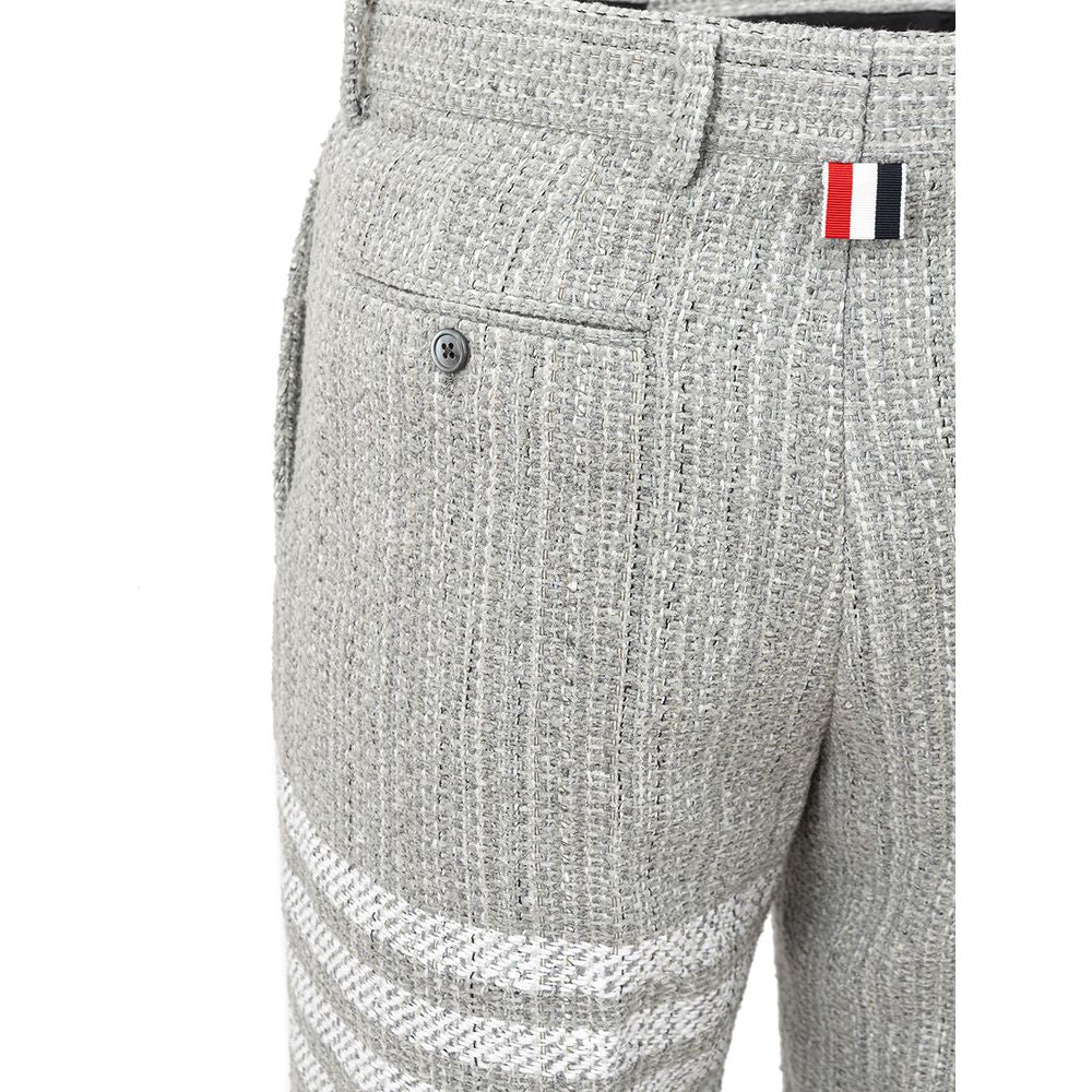 Thom Browne Elegant Gray Knit Trousers