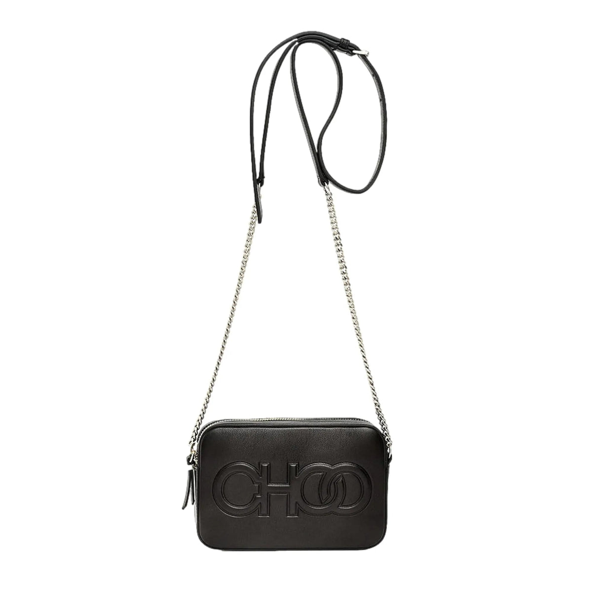 Jimmy Choo Balti Embossed Black Leather Camera Crossbody Bag - Handbags - Clayton's Online Store