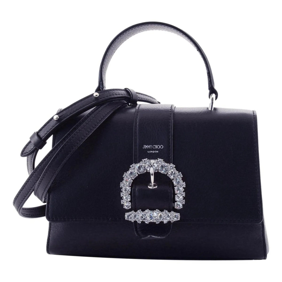 Jimmy Choo Cheri Dark Blue Leather Top Handle Bag - Handbags - Clayton's Online Store