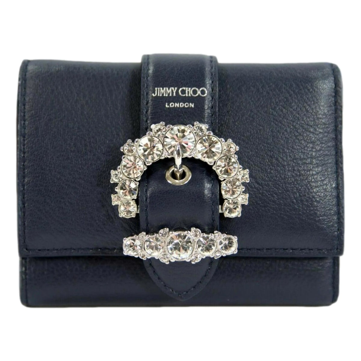 Jimmy Choo Cheri Dark Blue Leather Trifold Walllet