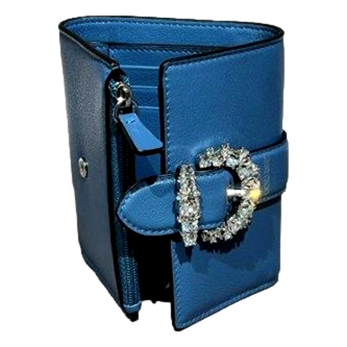 Jimmy Choo Cheri Parrot Blue Leather Trifoild Wallet