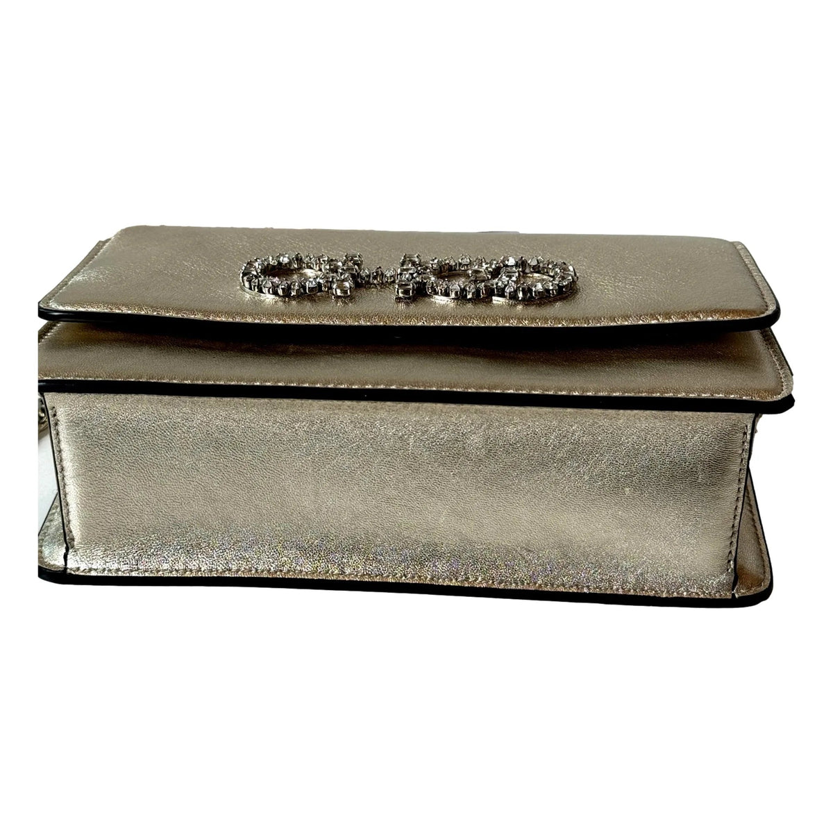 Jimmy Choo Kalina Crossbody Clutch Bag Crystal Logo Metallic Gold - Handbags - Clayton's Online Store