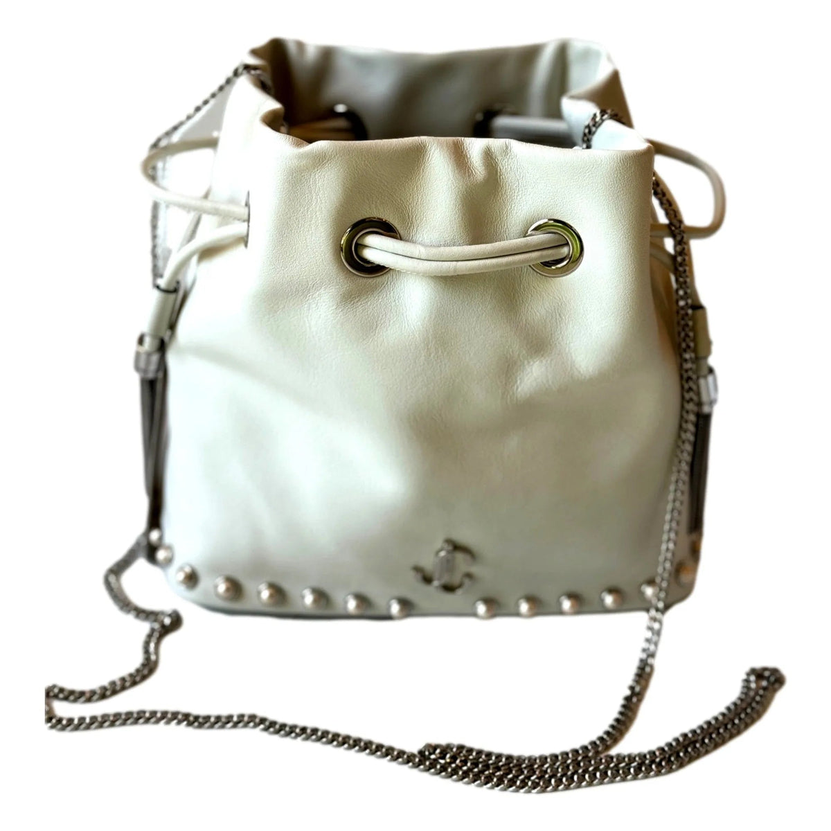 Jimmy Choo Marcheline Pearl Small Bucket Crossbody Bag Ivory - Handbags - Clayton's Online Store