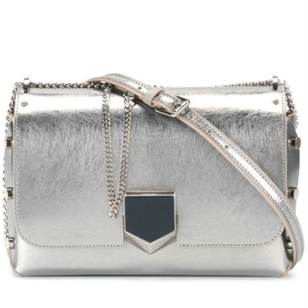 Jimmy Choo Metallic Silver Lockett Crossbody Shoulder Bag - Handbags - Clayton's Online Store