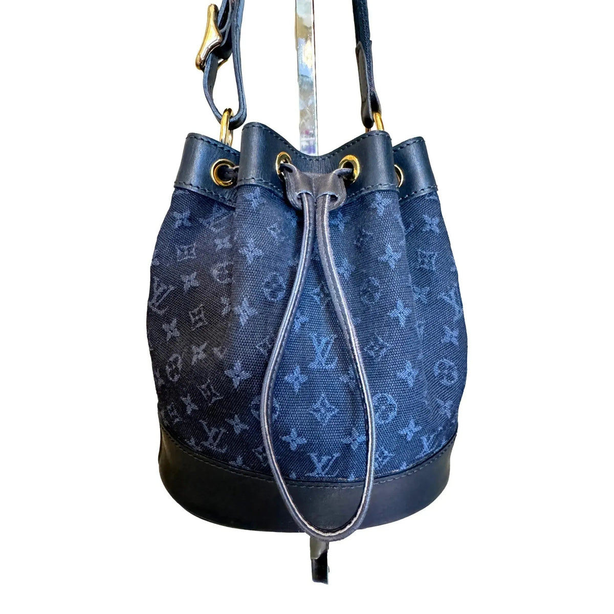 Louis Vuitton Mini Lin Noelie Blue Monogram Bucket Handbag - Handbags - Clayton's Online Store