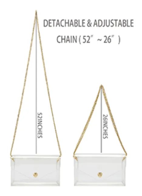 Luxury Clear Crossbody Bag With Gold Chain | My Handbag Selection - Handbags - Clayton's Online Store