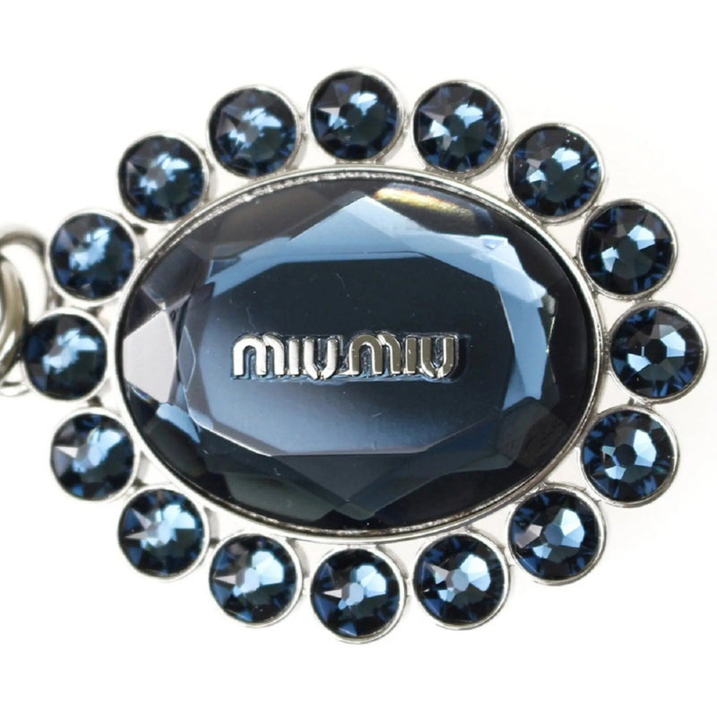 Miu Miu Trick Key Chain Ring Bag Charm Crystal Rhinestone Dark Blue - Keychains - Clayton's Online Store