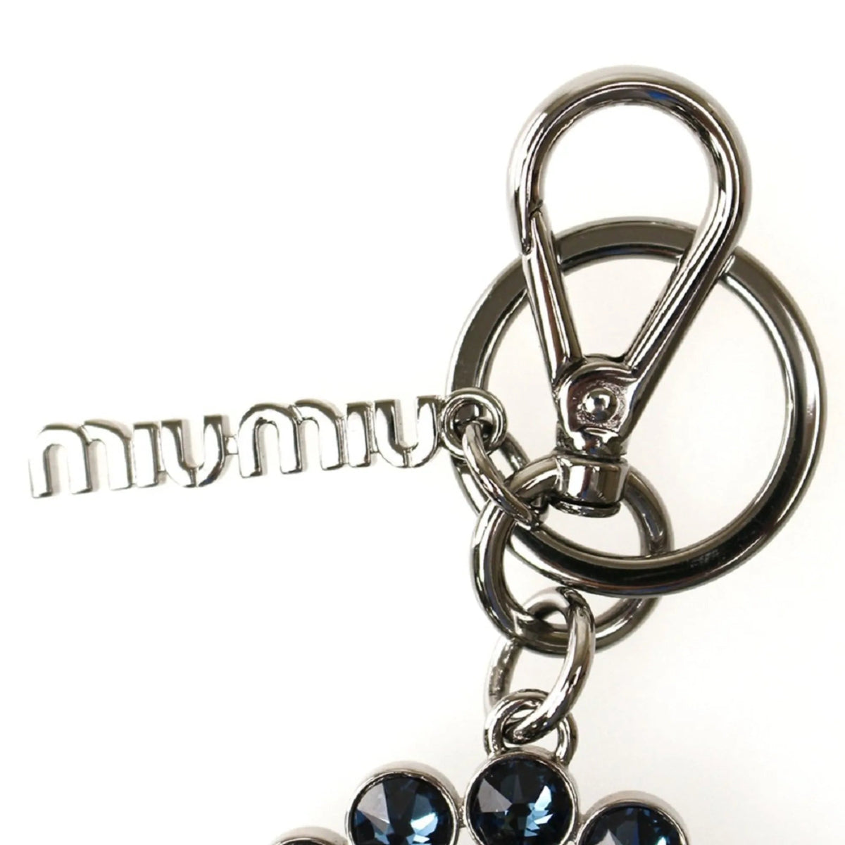 Miu Miu Trick Key Chain Ring Bag Charm Crystal Rhinestone Dark Blue - Keychains - Clayton's Online Store