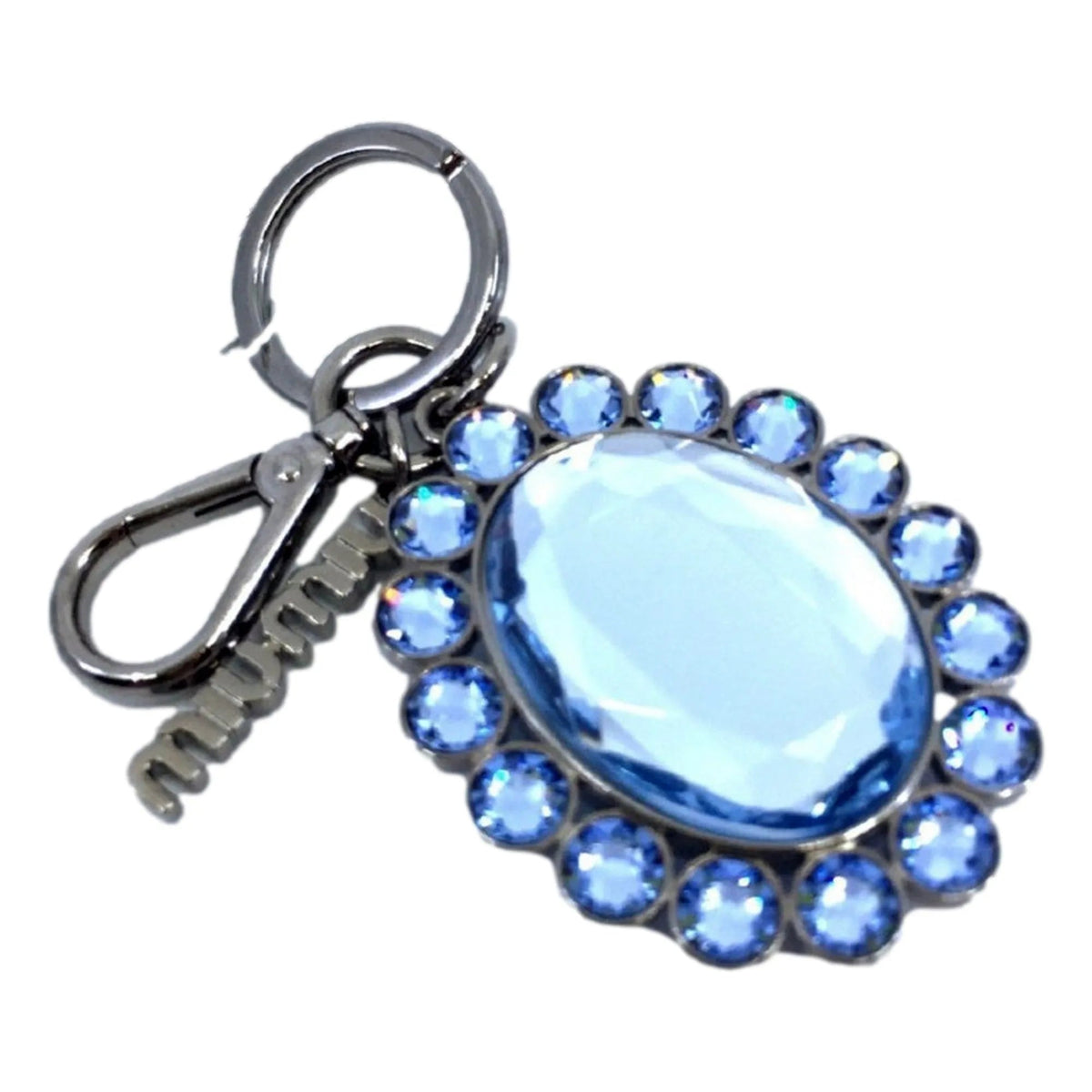 Miu Miu Trick Key Chain Ring Bag Charm Crystal Rhinestone Light Blue - Keychains - Clayton's Online Store