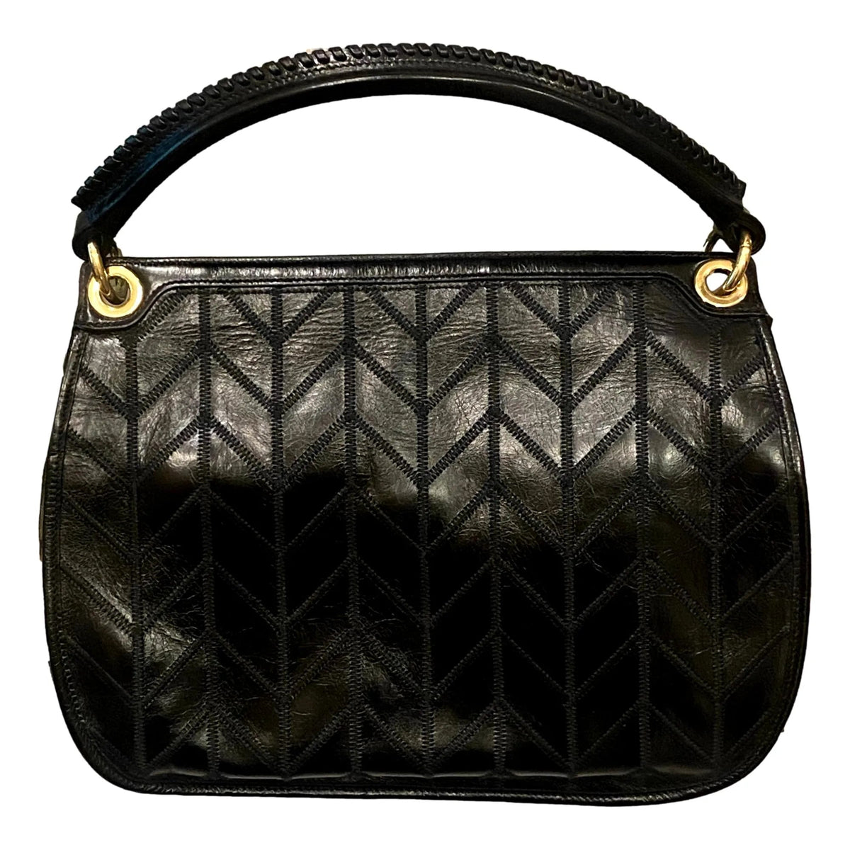 Miu Miu Vitello Shine Patch Black Leather Satchel Bag - Handbags - Clayton's Online Store