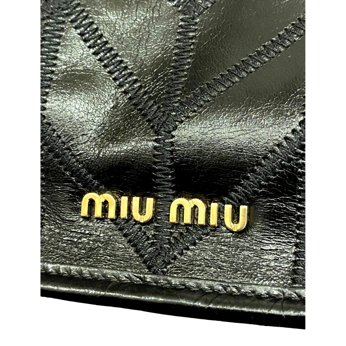 Miu Miu Vitello Shine Patch Black Leather Satchel Bag - Handbags - Clayton's Online Store