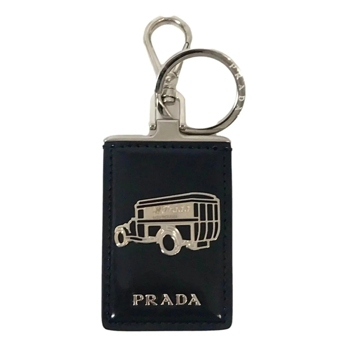 Prada Automobile Black Patent Leather Keychain