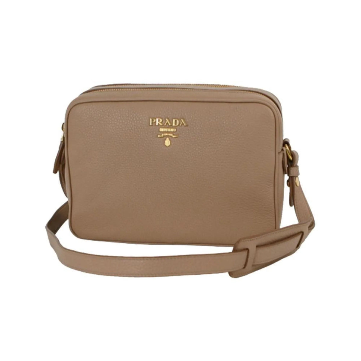 Prada Beige Vitello Phenix Leather Double Zip Crossbody Bag - Handbags - Clayton's Online Store