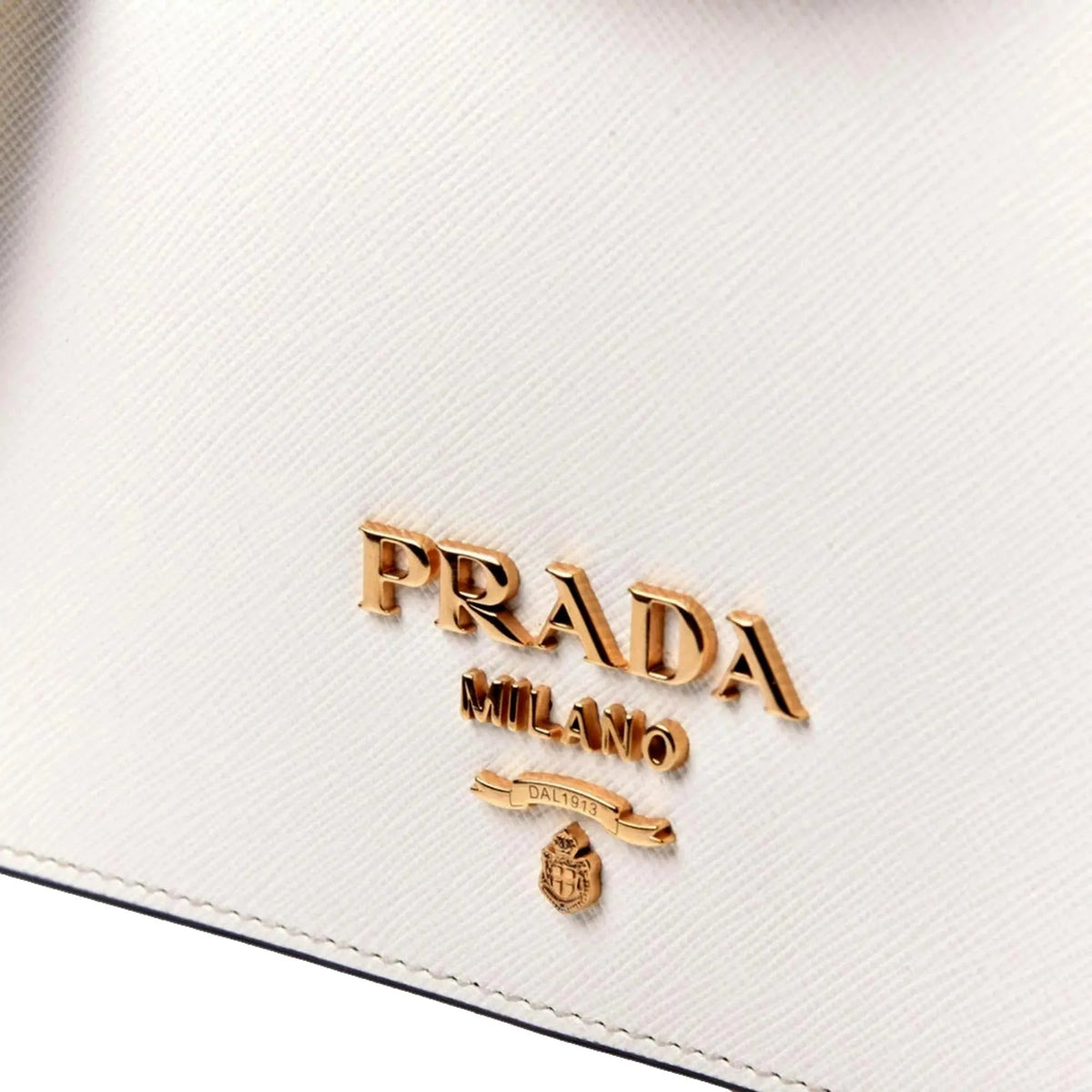 Prada Bianco White Black Saffiano Leather Chain Crossbody Bag - Handbags - Clayton's Online Store