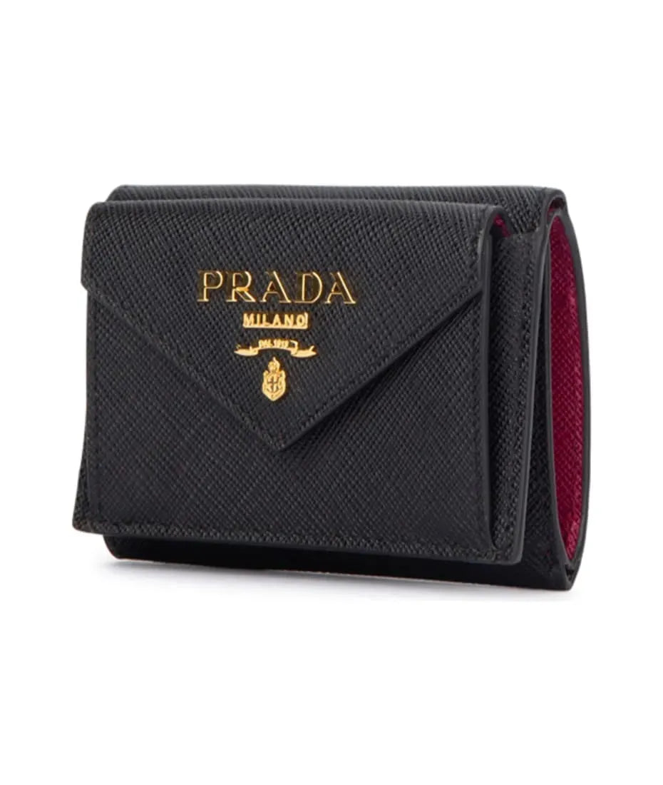 Prada Black and Pink Tri - fold Saffiano Wallet - Wallets - Clayton's Online Store