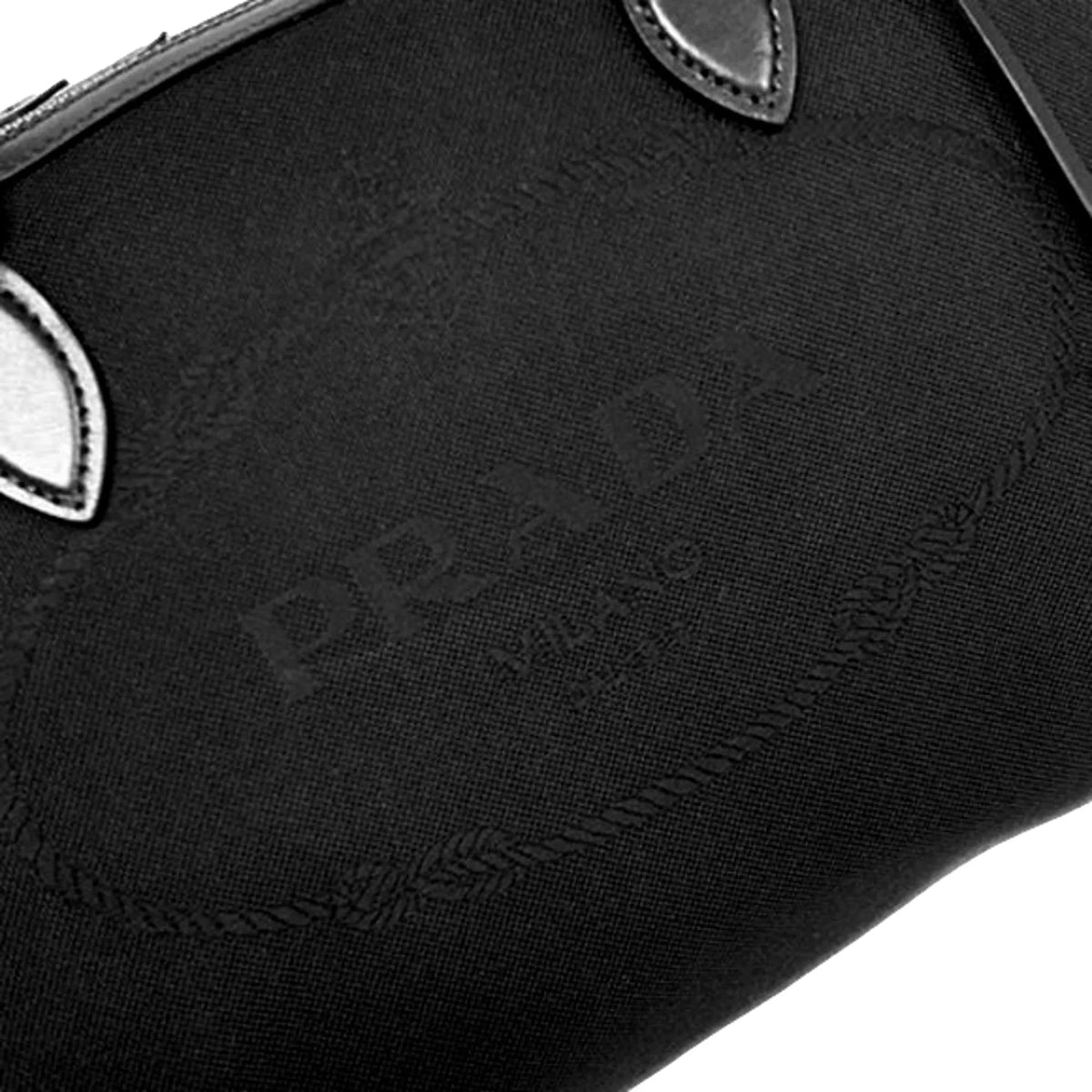 Prada Black Canvas Jacquard Logo Leather Trim Small Satchel - Handbags - Clayton's Online Store