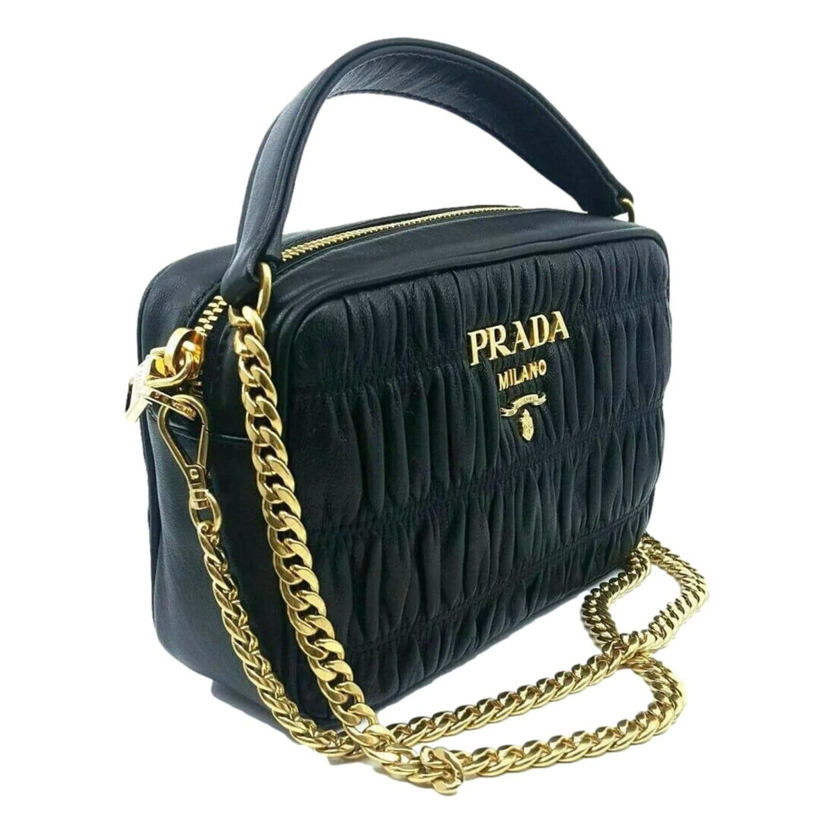 Prada Black Gaufre Leather Small Crossbody Bag - Handbags - Clayton's Online Store