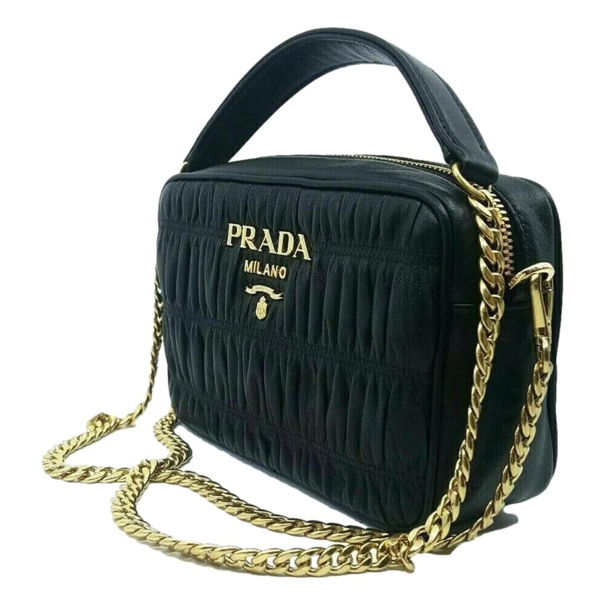 Prada Black Gaufre Leather Small Crossbody Bag - Handbags - Clayton's Online Store