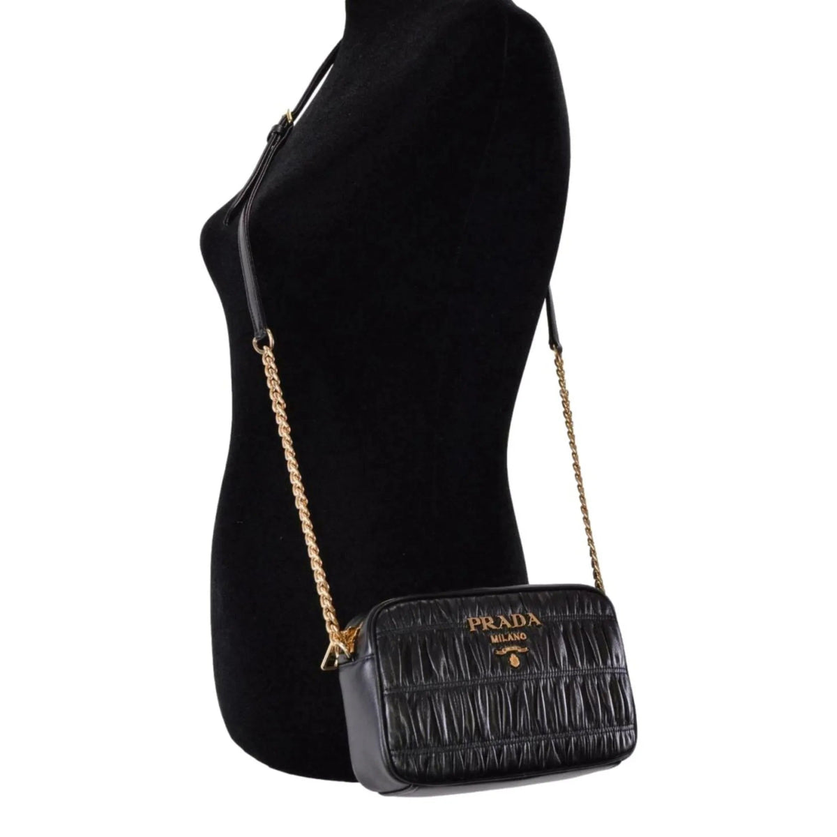 Prada Black Gaufre Leather Small Crossbody Bag - Handbags - Clayton's Online Store