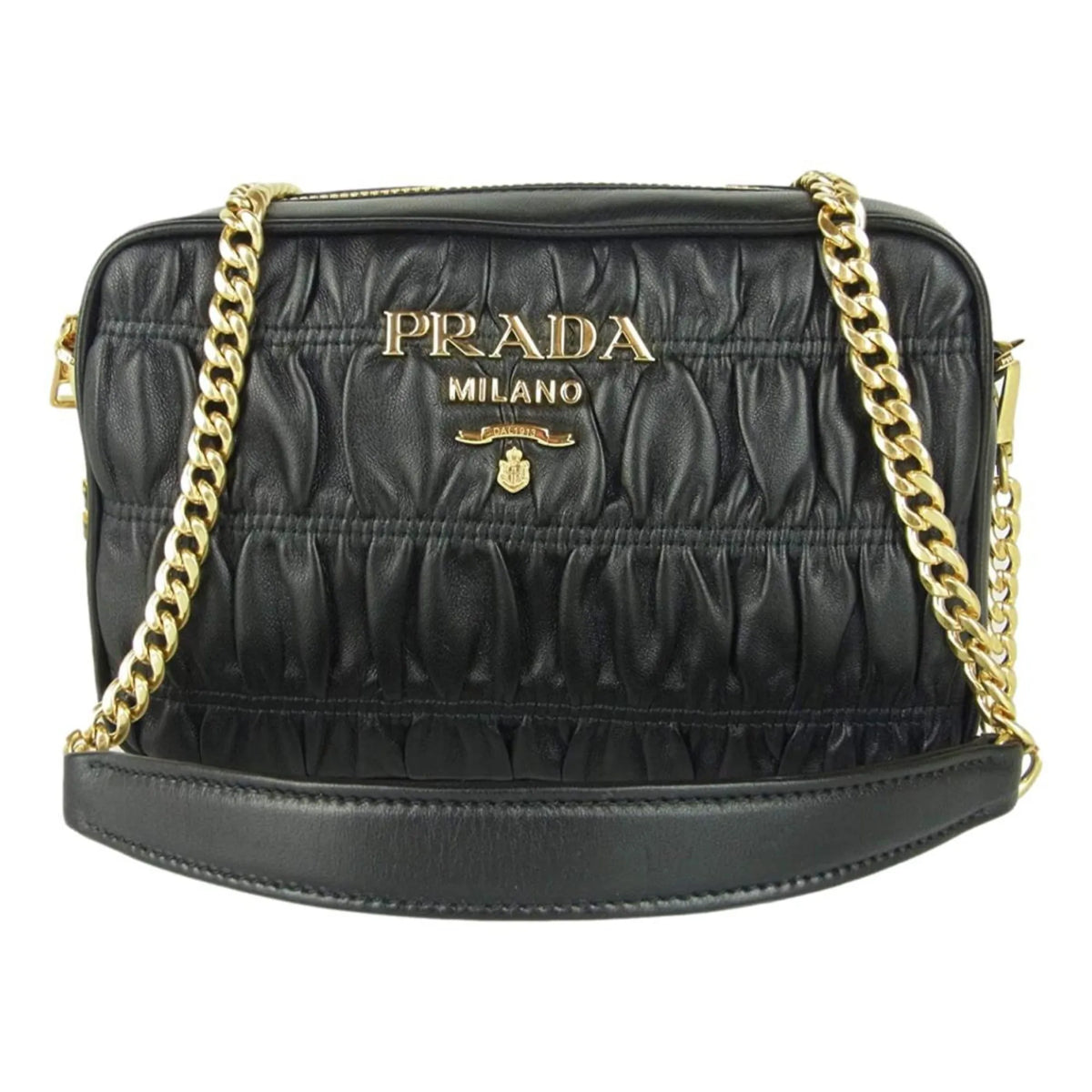 Prada Black Gaufre Leather Small Crossbody Bag