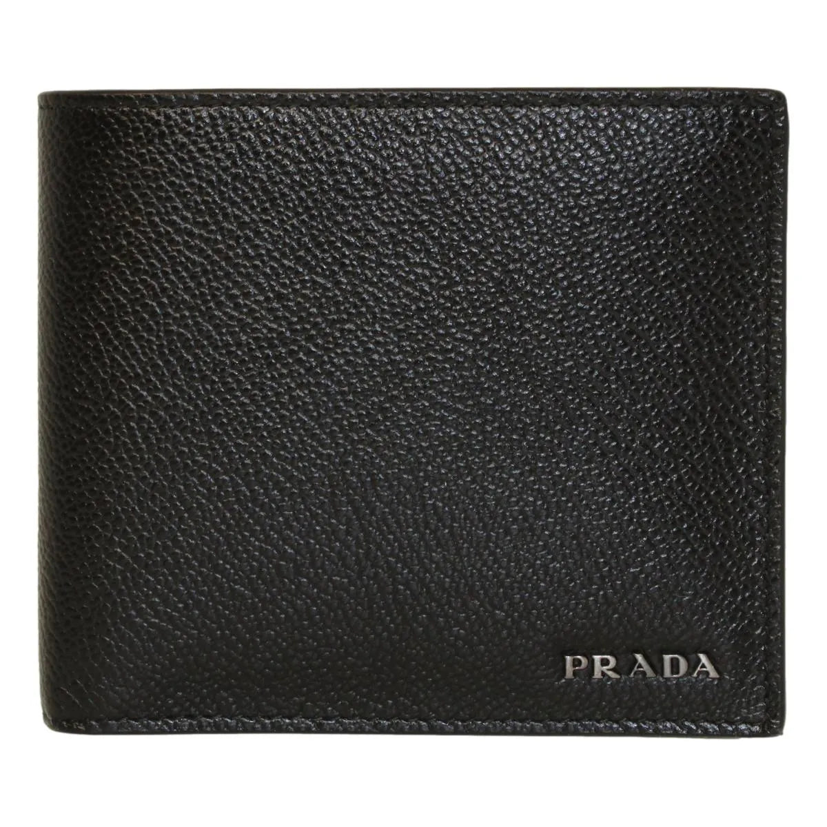 Prada Black Vitello Micro Grain Leather Bifold Wallet