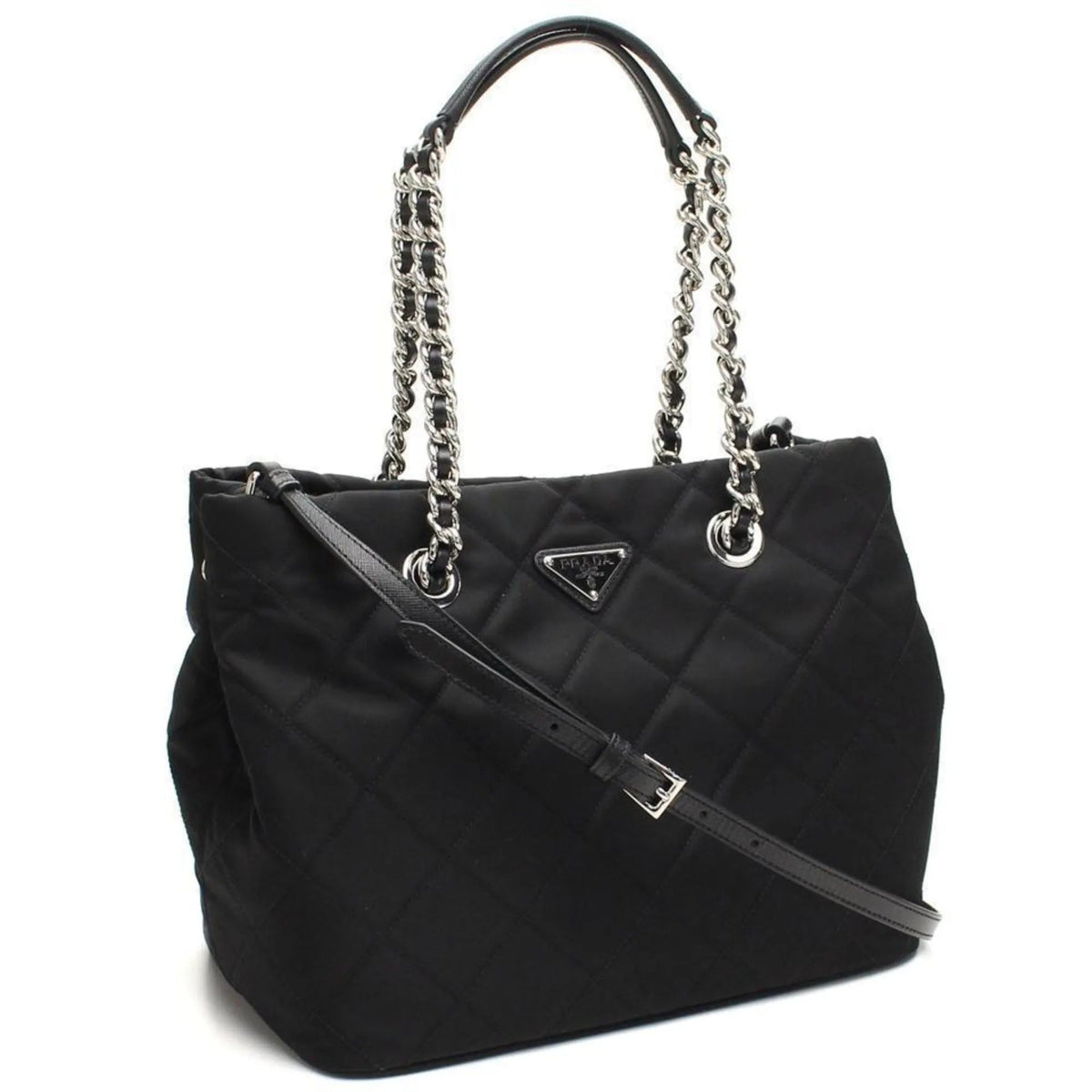 Prada Black Quilted Tessuto Chain Shoulder Bag Tote - Handbags - Clayton's Online Store