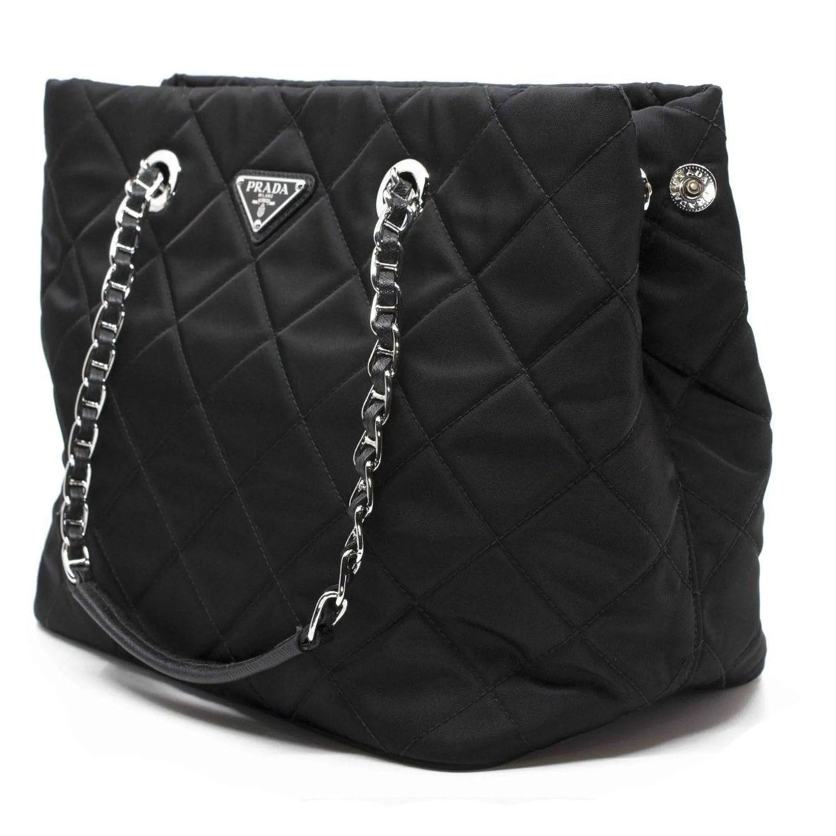 Prada Black Quilted Tessuto Chain Shoulder Bag Tote - Handbags - Clayton's Online Store