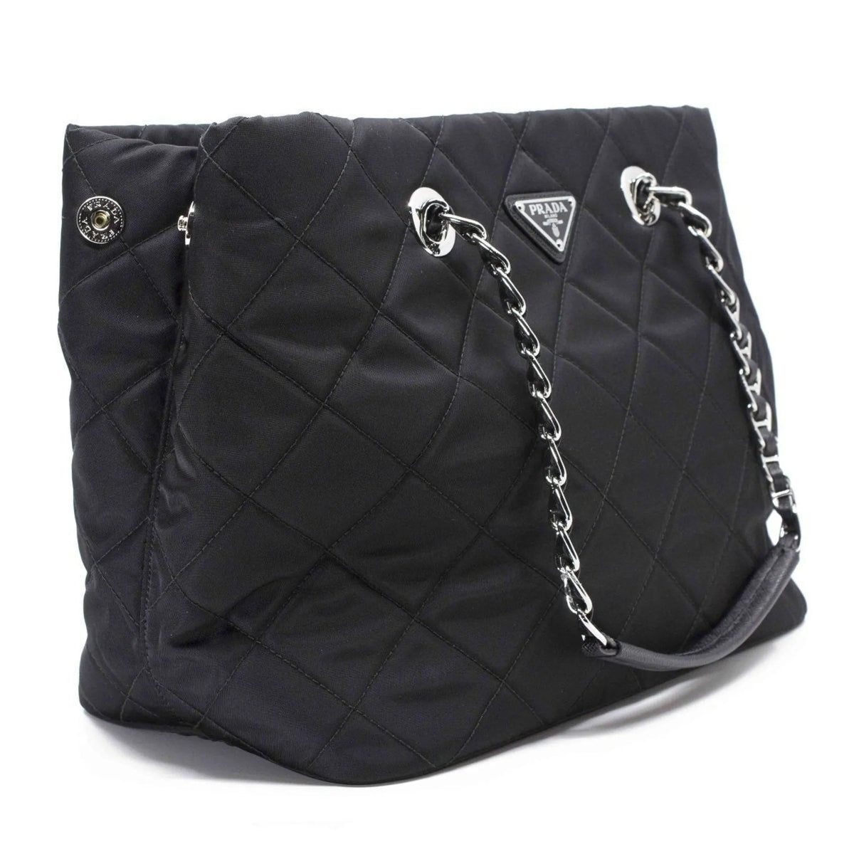 Prada Black Quilted Tessuto Chain Shoulder Bag Tote - Handbags - Clayton's Online Store