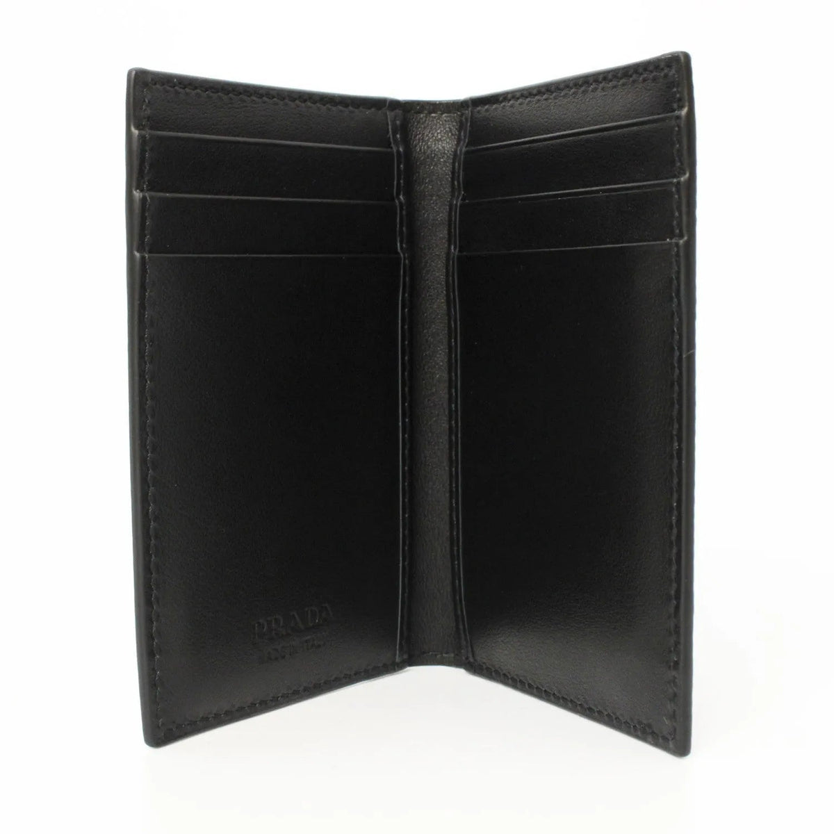 Prada Black Saffiano Leather Vertical Logo Card Holder - Wallets - Clayton's Online Store