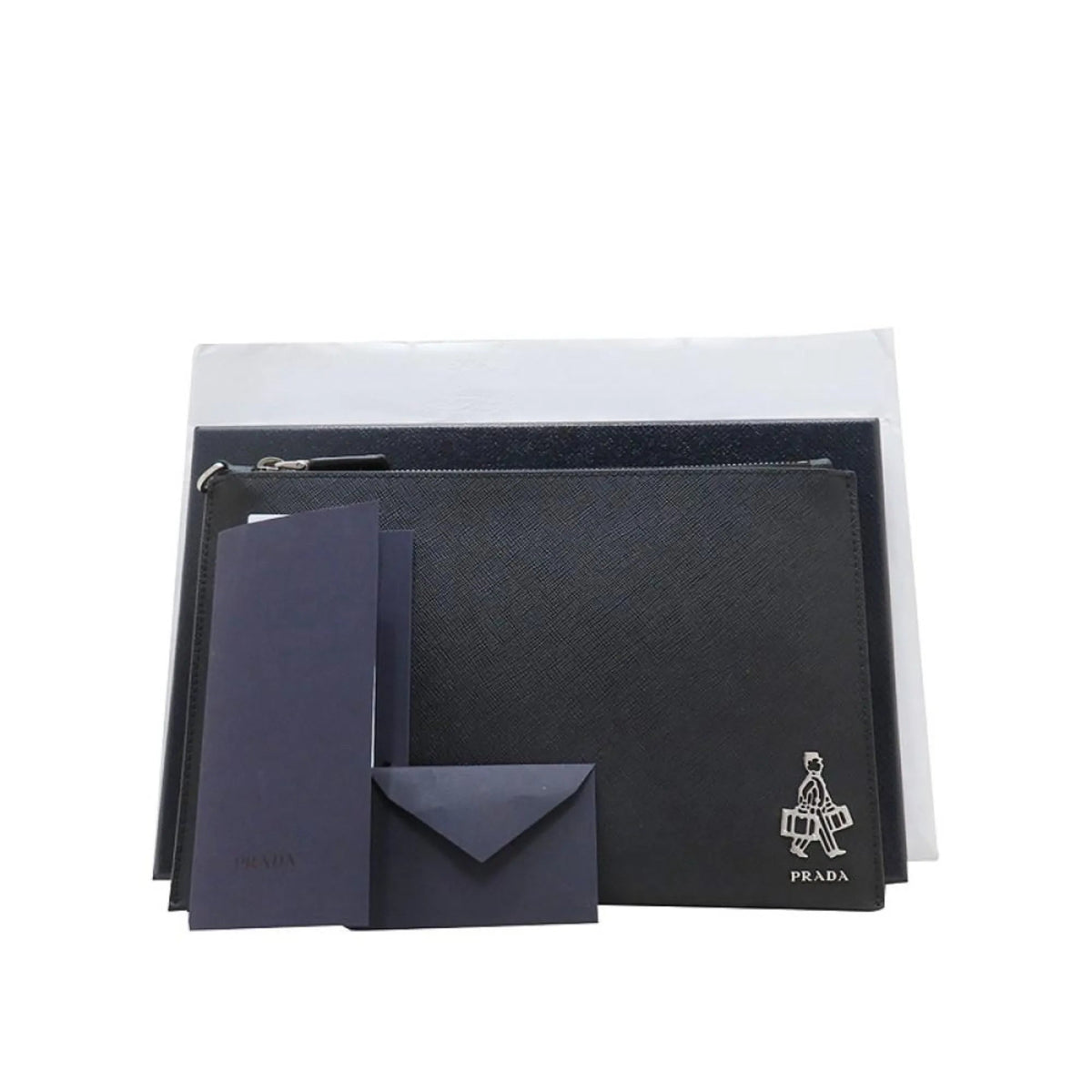 Prada Black Saffiano Voyage Leather Clutch Document Holder - Handbags - Clayton's Online Store