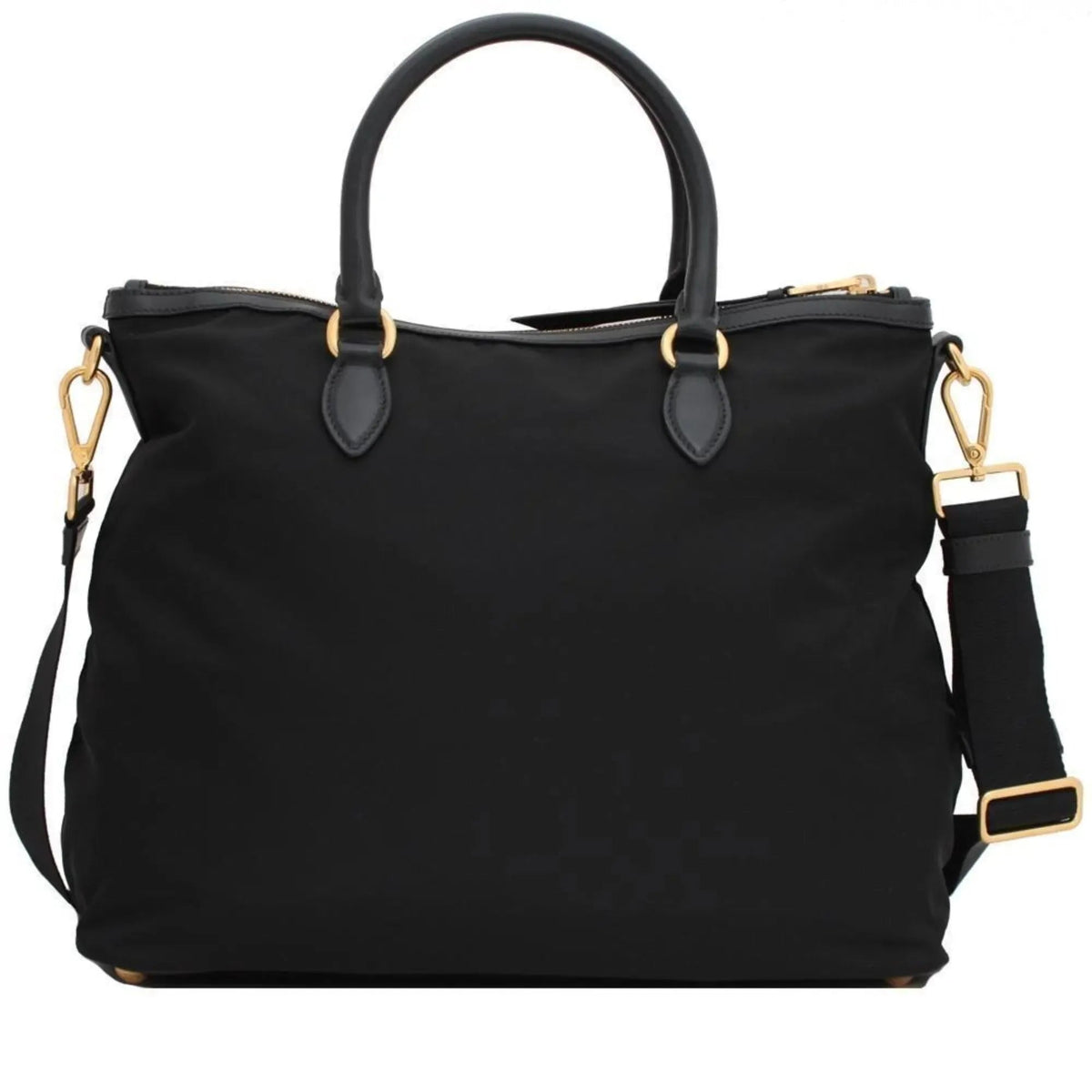 Prada Black Tessuto Nylon Calf Leather Trim Satchel Tote Bag - Handbags - Clayton's Online Store