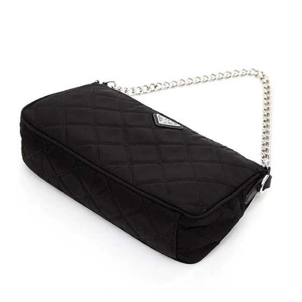 Prada Black Tessuto Nylon Quilted Chain Crossbody Bag - Handbags - Clayton's Online Store