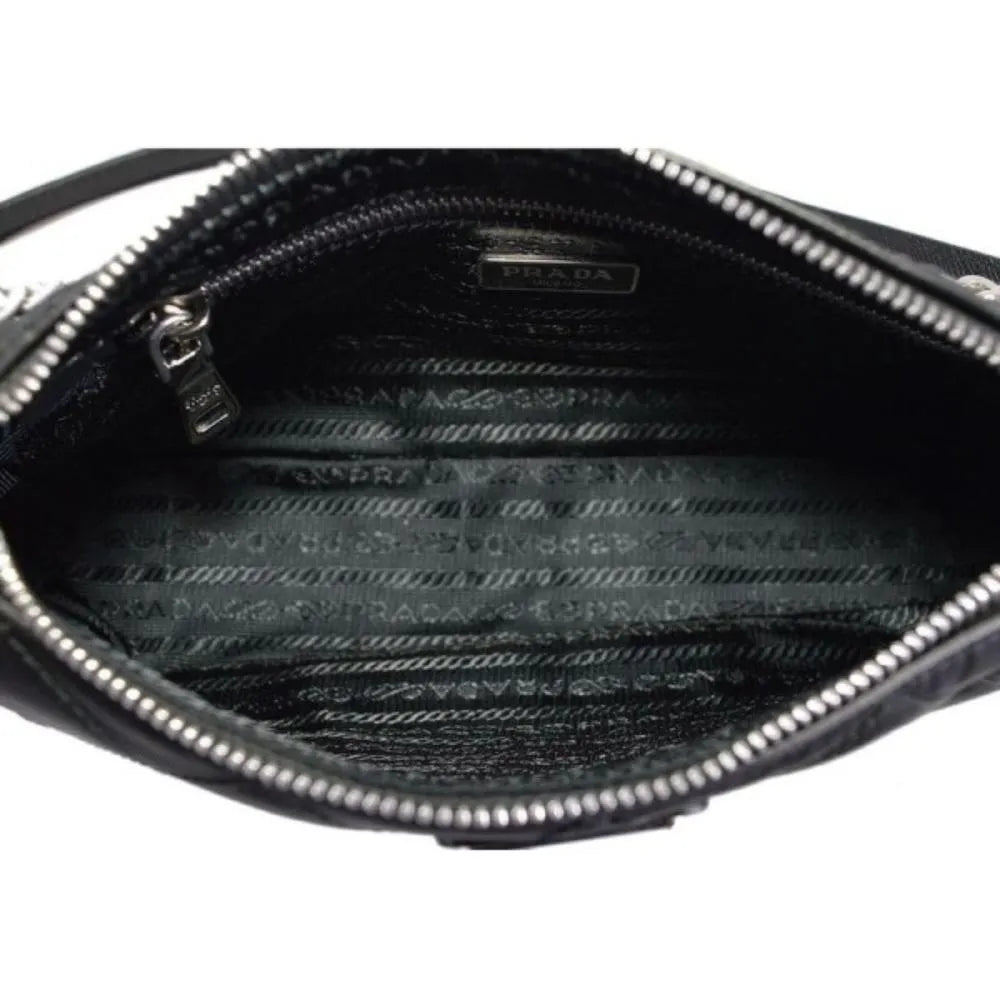 Prada Black Tessuto Nylon Quilted Chain Crossbody Bag - Handbags - Clayton's Online Store