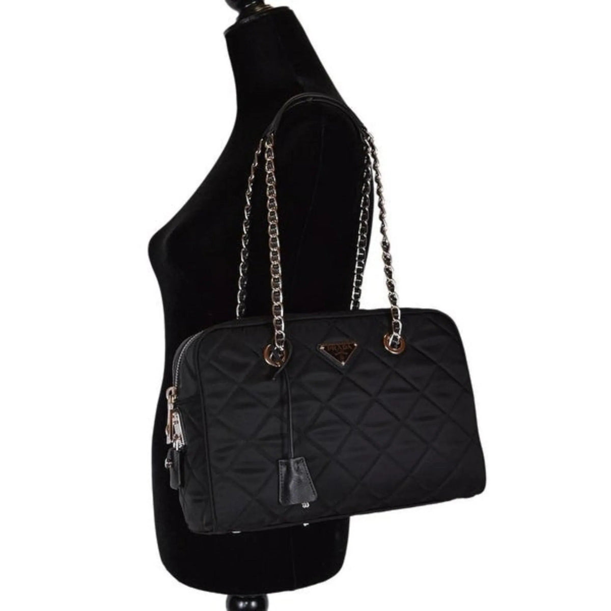 Prada Black Tessuto Nylon Quilted Shoulder Handbag - Handbags - Clayton's Online Store