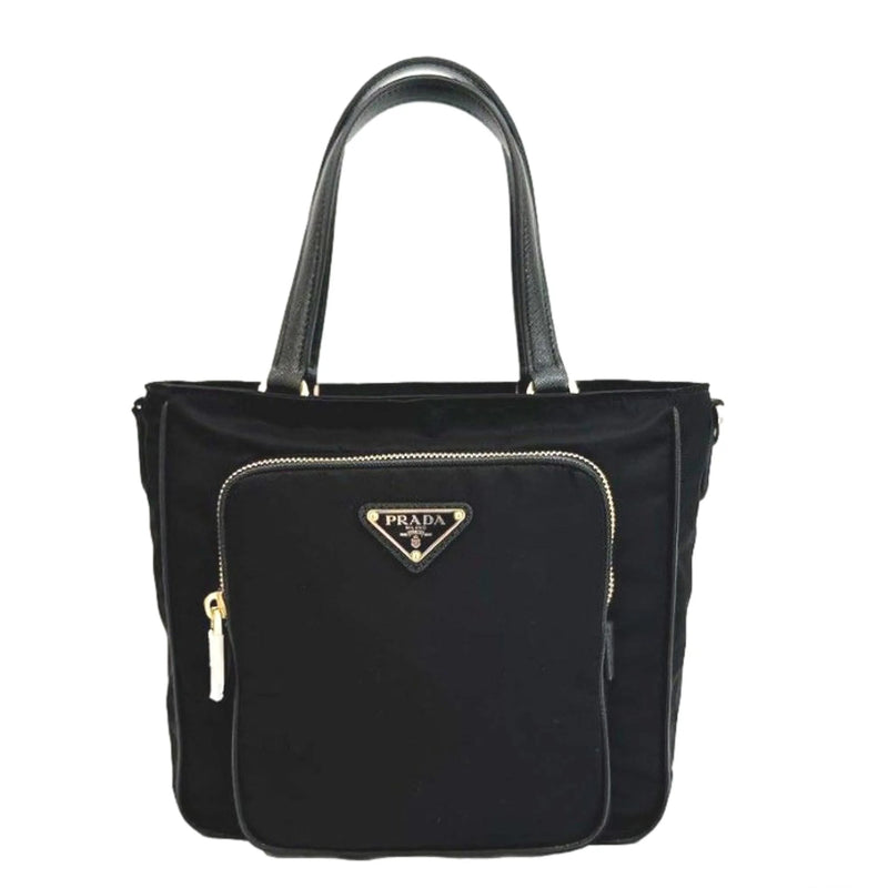 Prada Black Tessuto Nylon Saffiano Leather Crossbody Satchel Bag - Handbags - Clayton's Online Store