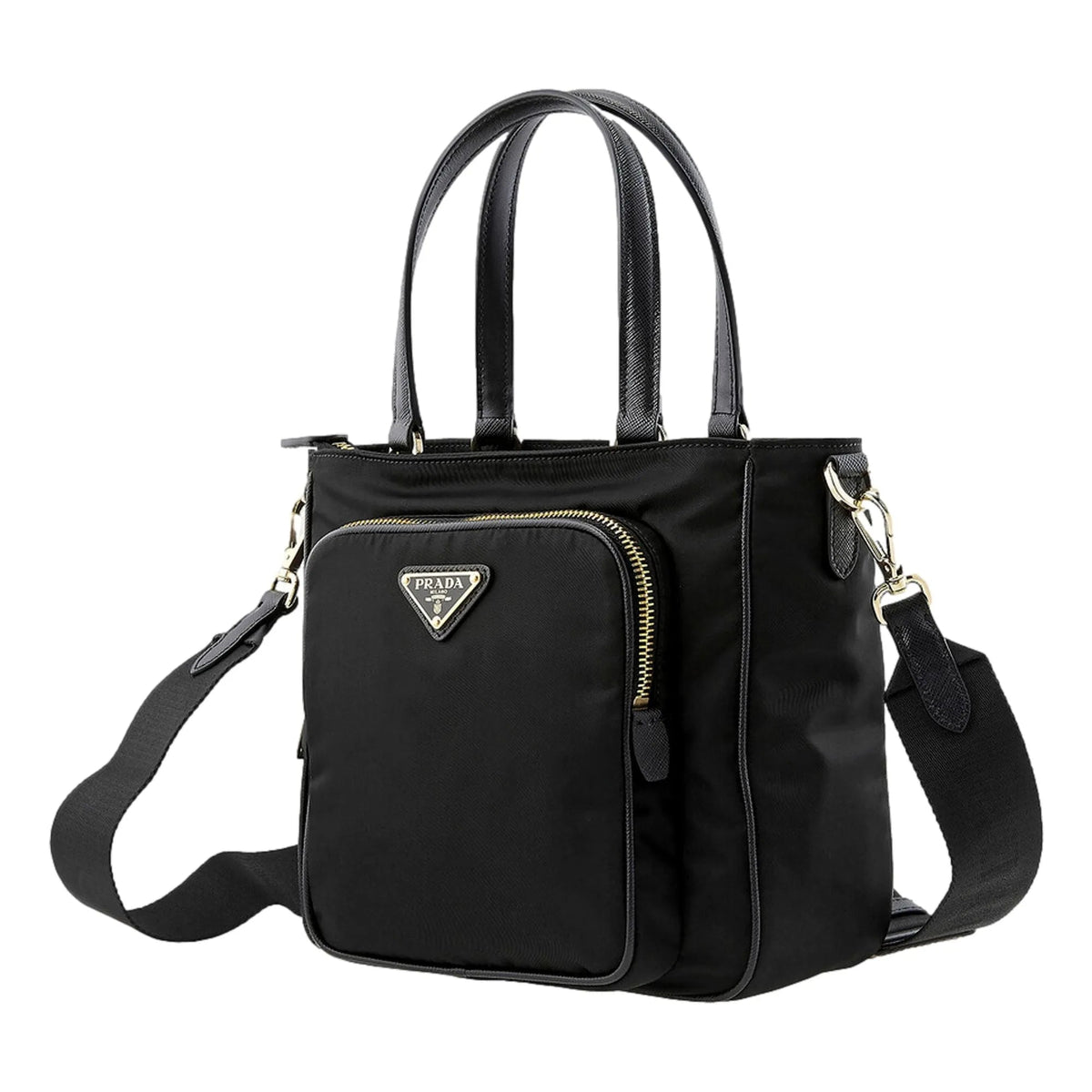 Prada Black Tessuto Nylon Saffiano Leather Crossbody Satchel Bag - Handbags - Clayton's Online Store