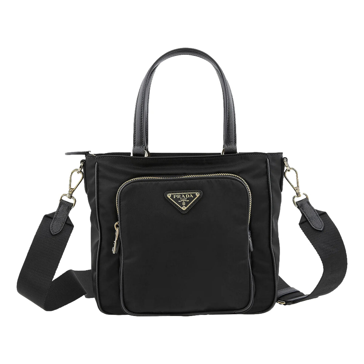 Prada Black Tessuto Nylon Saffiano Leather Crossbody Satchel Bag - Handbags - Clayton's Online Store