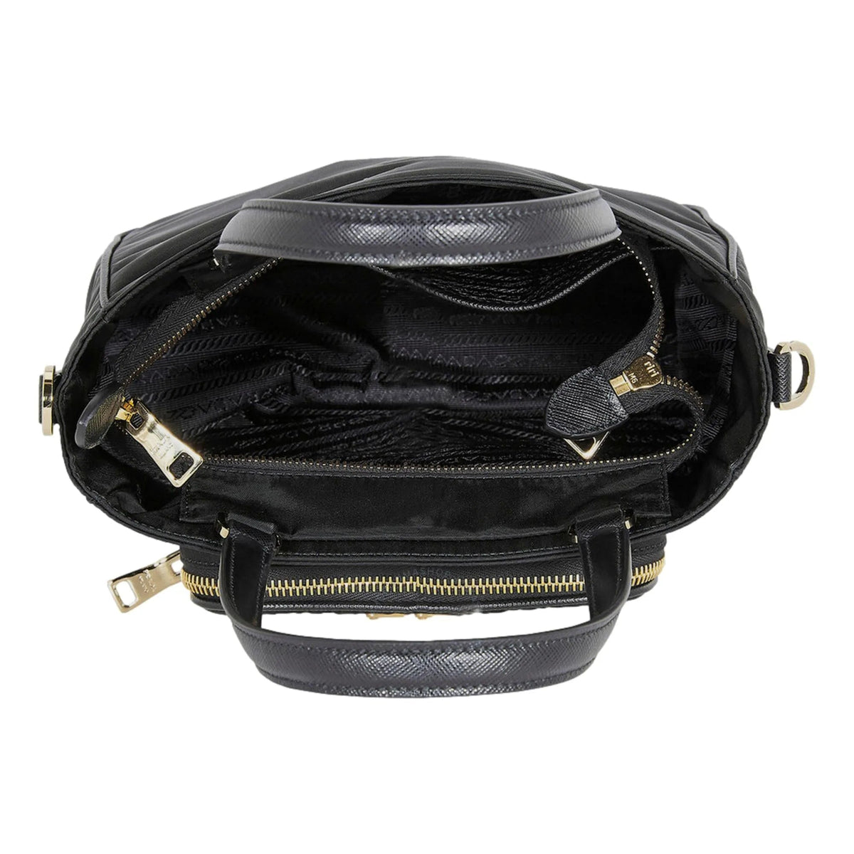 Prada Black Tessuto Nylon Saffiano Leather Crossbody Satchel Bag - Handbags - Clayton's Online Store